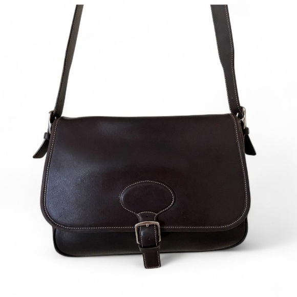 Coach Vintage Dark Brown Leather Messenger Bag #NoK1S-7750 with silver hardware - Picture 3 of 16